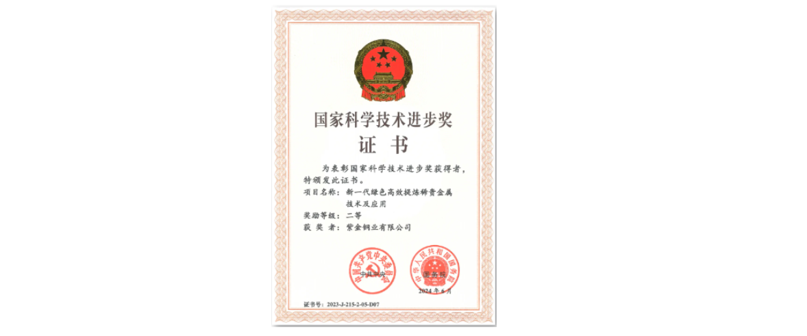 紫金銅業(yè)榮獲2023年度國(guó)家科技進(jìn)步獎(jiǎng)二等獎(jiǎng)